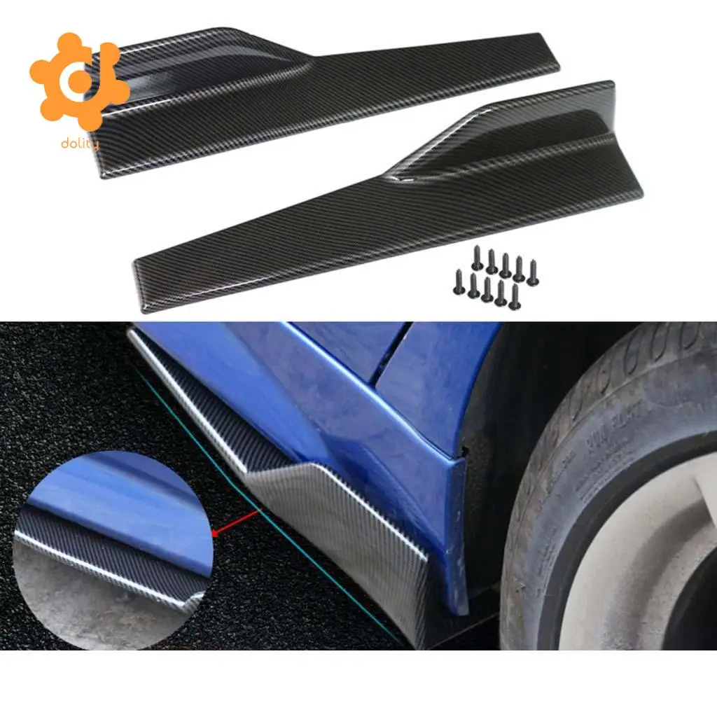 2pcs 45cm Car Sedan Side Skirts Strake Extension Splitter Moulding Universal