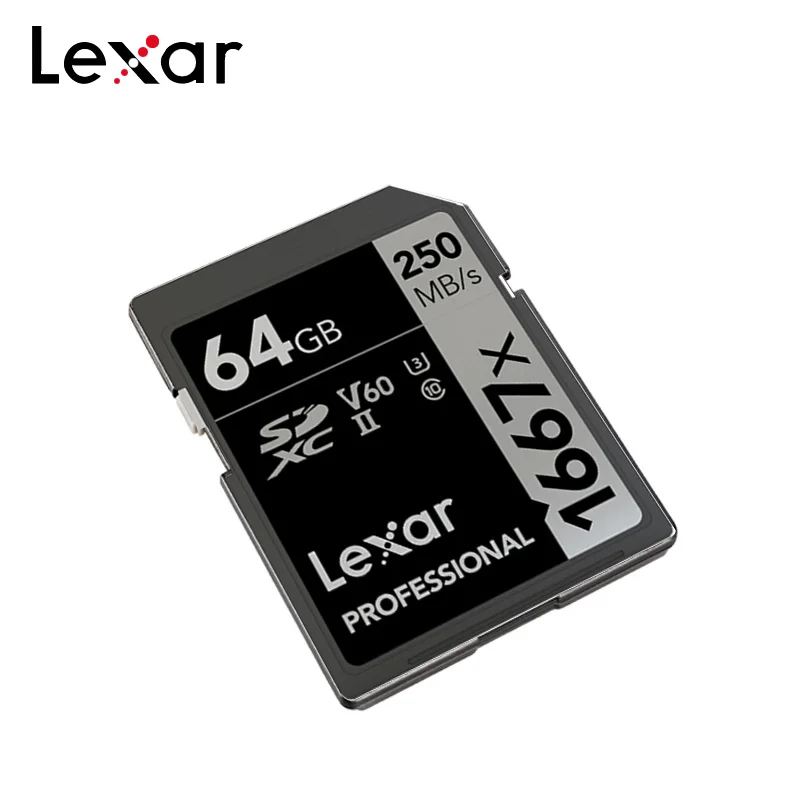 Lexar  SD ī, SDXC ī UHS-II U3 V60 C10 ÷ ޸ ī, 3D 4K  ī޶, 128GB, 250 MB/s, 1667x256GB, 64GB