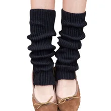 Женские зимние вязаные гетры, женские танцевальные теплые однотонные длинные гольфы