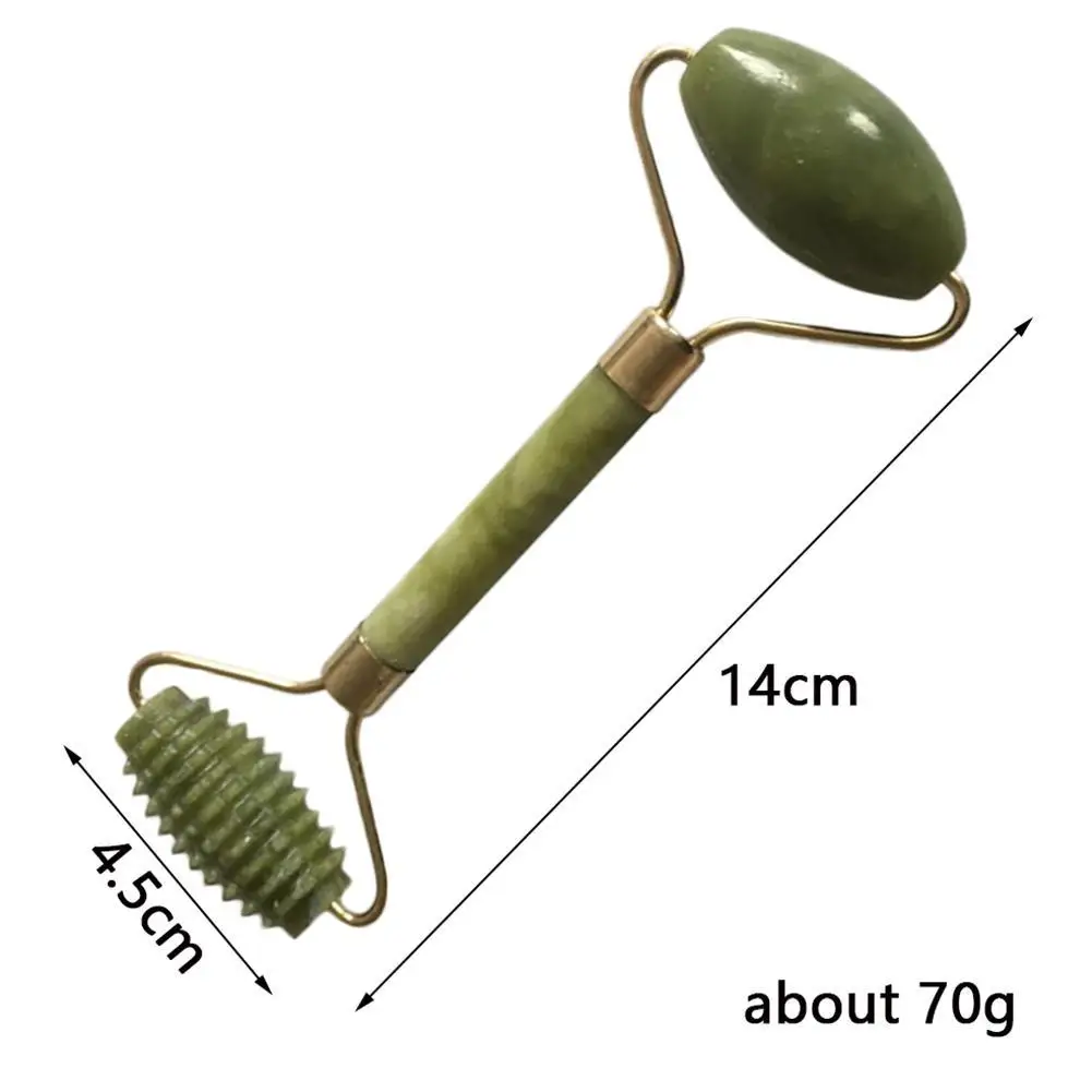 Роликовый массажер для лица с двойной головкой, Нефритовый инструмент для подтяжки лица, инструмент для похудения, инструменты для похудения лица