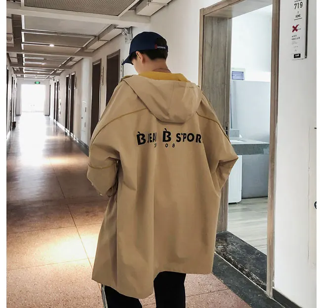 Korean Long Jacket Men Camouflage Hooded Trench Coat Men Spring Street Style Military Trenchcoat  (11)