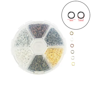 

Doreen Box Mixed Color With Transparent Round 6 Grid Plastic Box 0.7mm Jump Ring For DIY Iron Open Circle 5mm-1 Box (About 2300)