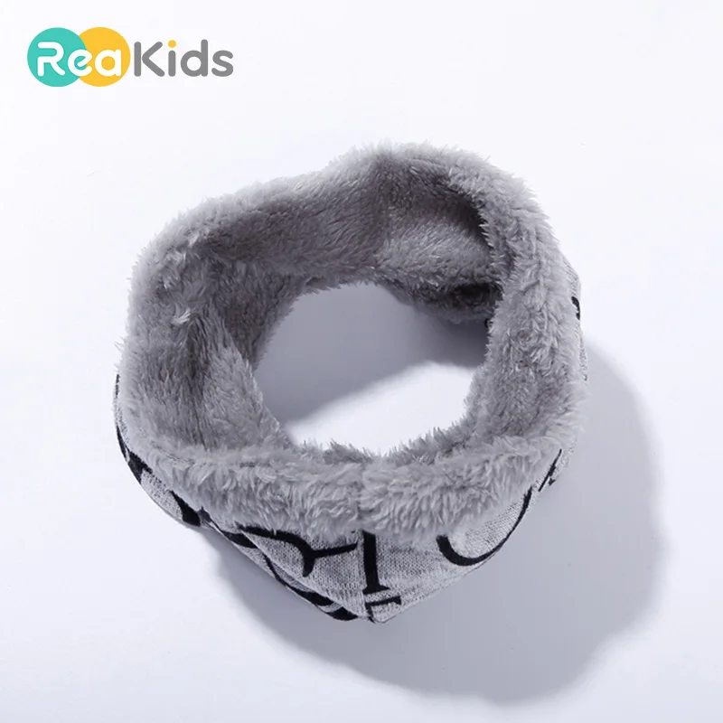 

REAKIDS Warm Children Scarf Collars Winter Cotton Thicken Plush Collars Baby Scarf For Boys Girls Pattern Children Scarf Unisex