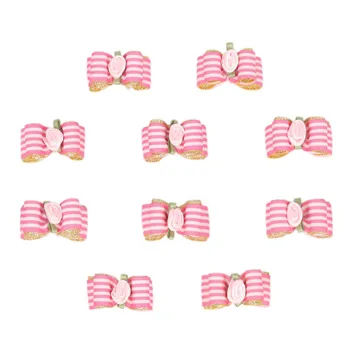 

10pcs/lot Dogs Hair Bow Pink Striped Ribbon Bowknots with Cute Flower Handmade Dog Bows Hair Accessories accesorios para perros