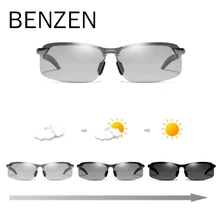 BENZEN, фотохромные солнцезащитные очки, мужские, поляризационные, Обесцвечивающие, солнцезащитные очки для мужчин, без оправы, квадратные, автомобильные солнцезащитные очки для вождения, оттенки