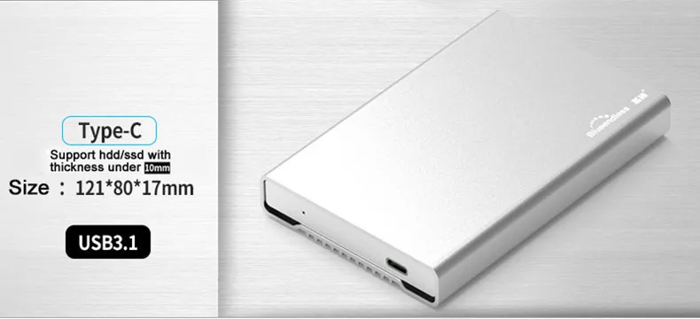 Blueendless usb 3.1 type C hdd enclosure full metal aluminum hard drive caddy 2.5 external hard disk cover case for sata hdd ssd 