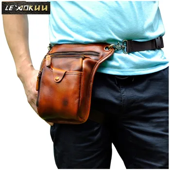 

Quality Leather Men Design Casual Messenger Cross body Sling Bag Fashion Waist Belt Pack Leg Drop Bag Travel Phone Pouch 211-5l