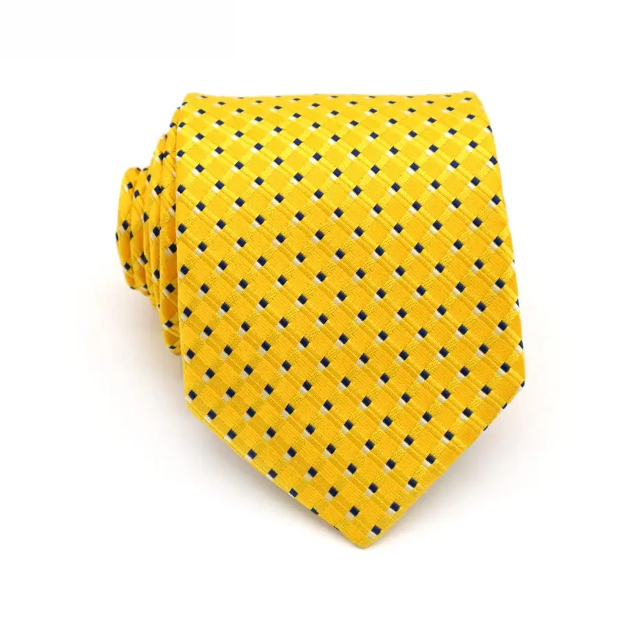 T215 классический мужской шелковый 8 см роскошный платок-галстук набор желтый платок в крапинку галстук для мужчин Свадебная деловая Вечеринка Рождество
