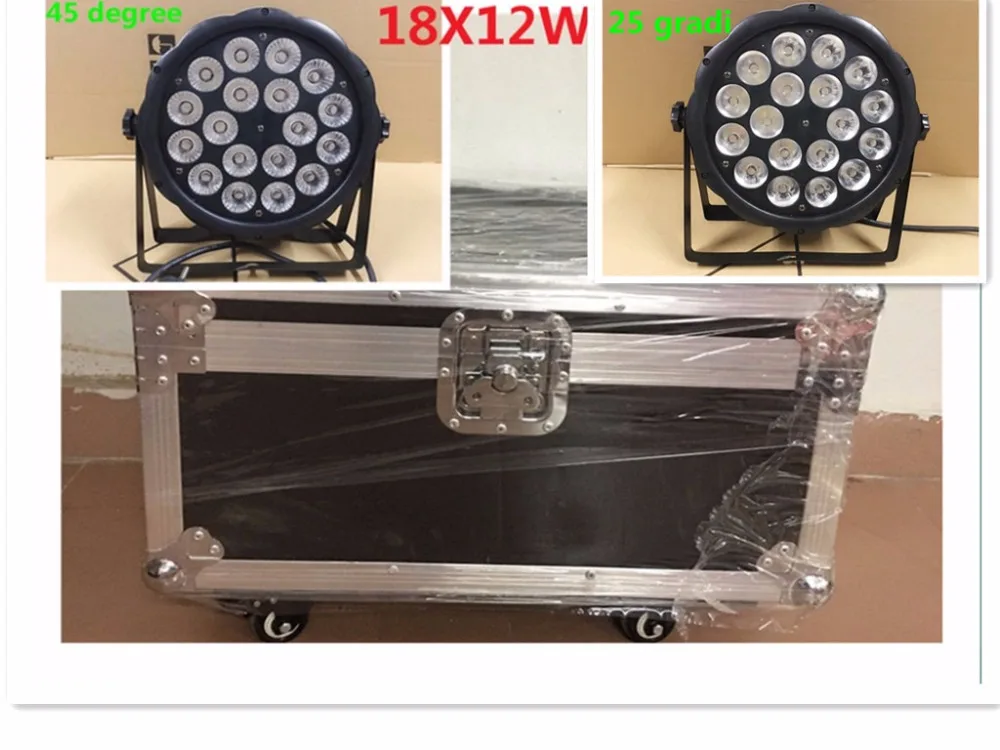 

8 pz LED Par Luce 18x12 W + flightcase RGBW 4IN1 LED di Lusso DMX Led Flat Par Luci dj