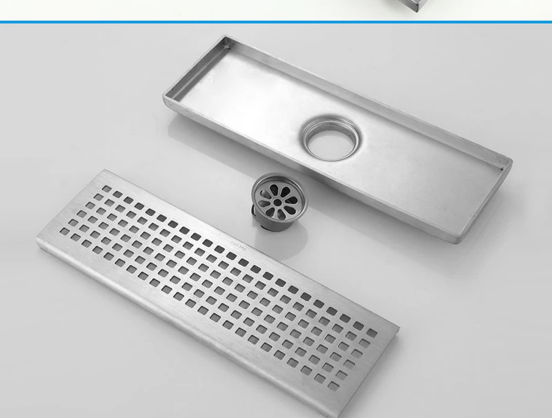 hm Anti-odor Bathtub Shower Drainer Strainer 60cm 304 Stainless Steel Gravity Flushing Deodorization Type Square Floor Drain (26)