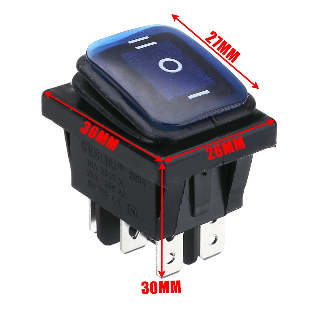 Mayitr 1pc Car Boat On-Off-On 6 Pin 12V LED Light Rocker Toggle Switch Waterproof Universal for Automobiles