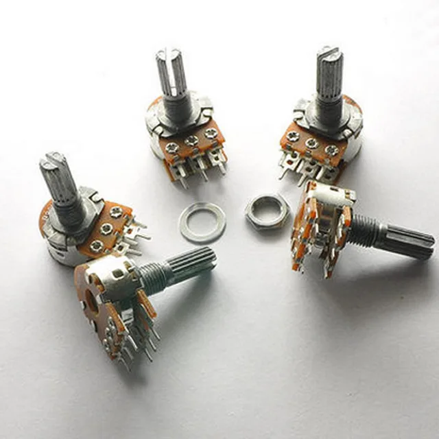 

10pcs B50K 50K ohm 6 pin Linear Taper Rotary Potentiometer Pot logarithmic shaft 15mm WH148