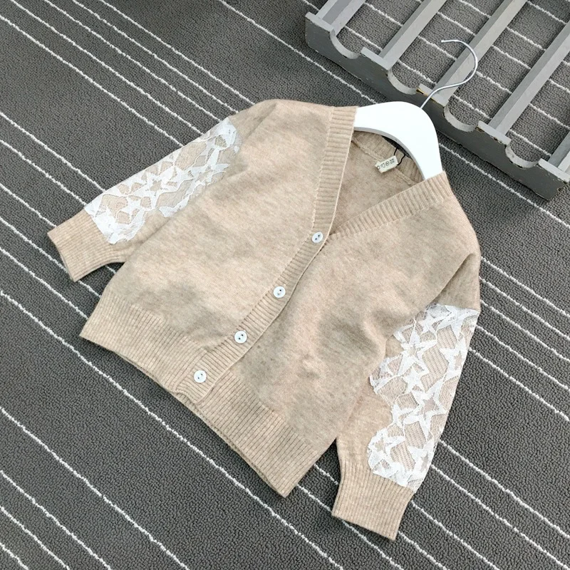 WOTTAGGA 2019 Spring Girls Fashion Knitted Cardigan Mesh Decorated Toddler Sweater New Arrivals WOTTAGGA 2019 Spring Girls Fashion Knitted Cardigan Mesh Decorated Toddler Sweater New Arrivals