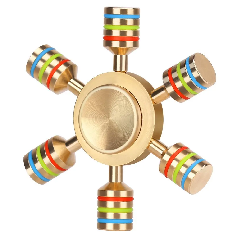 EBOYU шесть Крылатый Spinner сверхмощный латунь Премиум Спиннеры игрушка, нержавеющая сталь подшипник, 3+ минуты спиннинг, радуга цвет дизайн