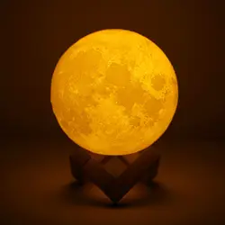 Перезаряжаемый 3D принт лунный светильник светодио дный светодиодный ночник 2 цвета сменный сенсорный переключатель Luna спальня лунный свет