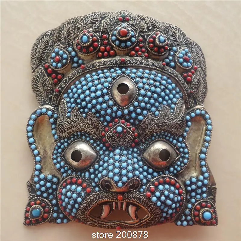 

HDC0733 Nepal brass handicrafts,17*20cm,Tibetan home Bar decor elephant Mask arts,folk arts