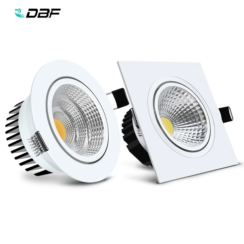 

[DBF]Round/Square Recessed LED Dimmable Downlight COB 6W 9W 12W 15W LED Spot Light LED Decoration Ceiling Lamp AC 110V/220V