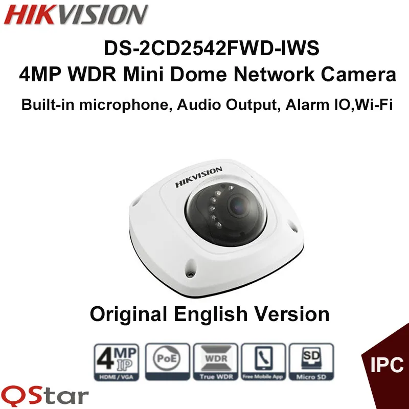 

Hikvision Original English Wireless IP CCTV Camera DS-2CD2542FWD-IWS 4MP Dome IP Camera POE built in microphone WIFI Camera ip67