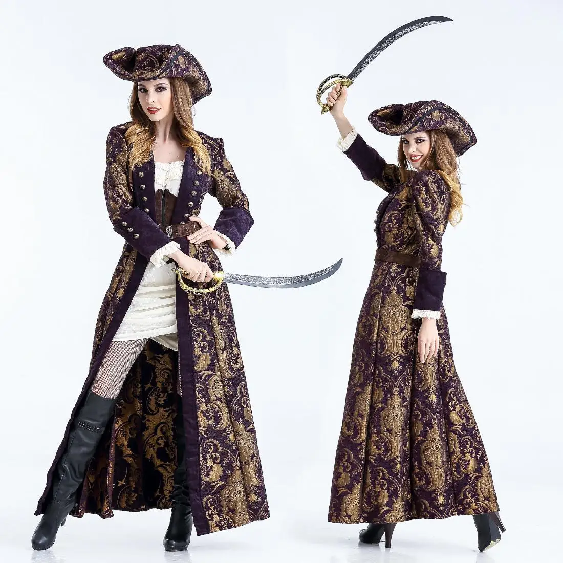 

Adult Women's Luxury Pirate Costume Imitation Halloween Party Cosplay Pirate Clothes Fancy Dress Up Deluxe Pirate Costumes