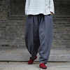 Johnature pantalones Harem, moda mujer pantalones de cintura elástica 2022 Otoño Invierno nueva de talla grande ropa de lino pantalón Vintage suelta pantalones calientes Pantalones ► Foto 2/6