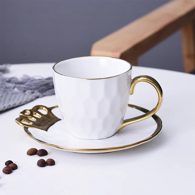 Nordic Ceramic Coffee Cup Simple Creative Gold Side Coffee