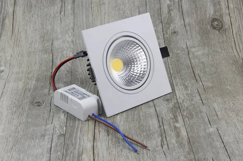 [DBF]Super Bright Recessed LED Dimmable Square Downlight COB 7W 9W 12W 15W LED Spot light  decoration Ceiling Lamp AC 110V 220V