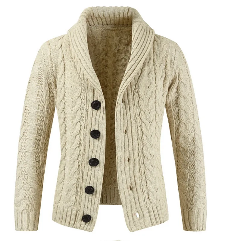 CALOFE Autumn Sweater Coats Men Solid Warm Thick Knitting