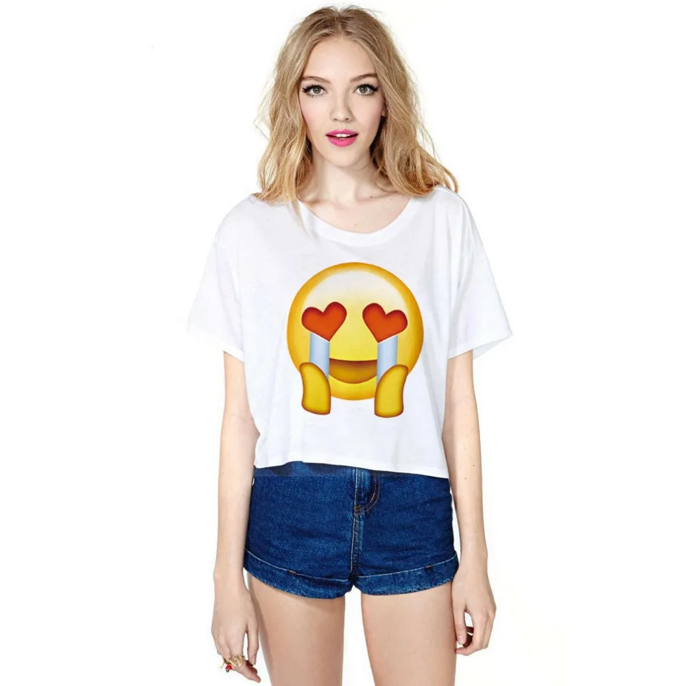 Brand Harajuku Crop Top New Fashion Sexy Crop Top Funny Emoji Print