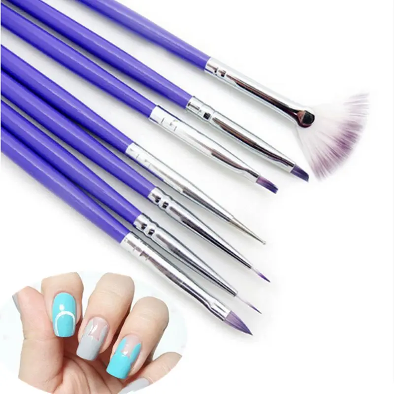 7Pcs/Set Nail Art Brushes Crystal Nail Polish UV Gel Brush Kits Nail