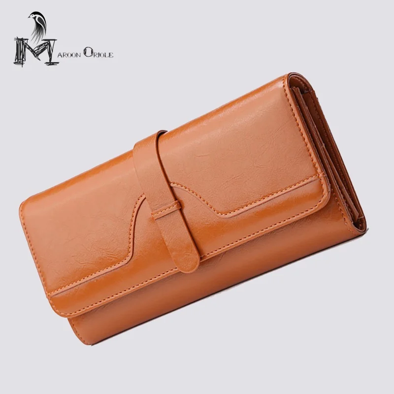 

Genuine leather wallet women luxury brown purse trifold card wallet cowhide real leather brand clutch wallet genuine leather