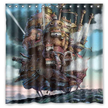 

Howls Moving Castle Background Waterproof Polyester Bathroom Shower Curtain&Bath Curtains( 180X180CM)
