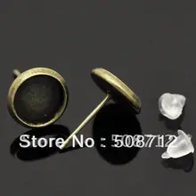 500 шт/лот Кабошон Настройки Серьги Пост W/пробки подходят 14 мм