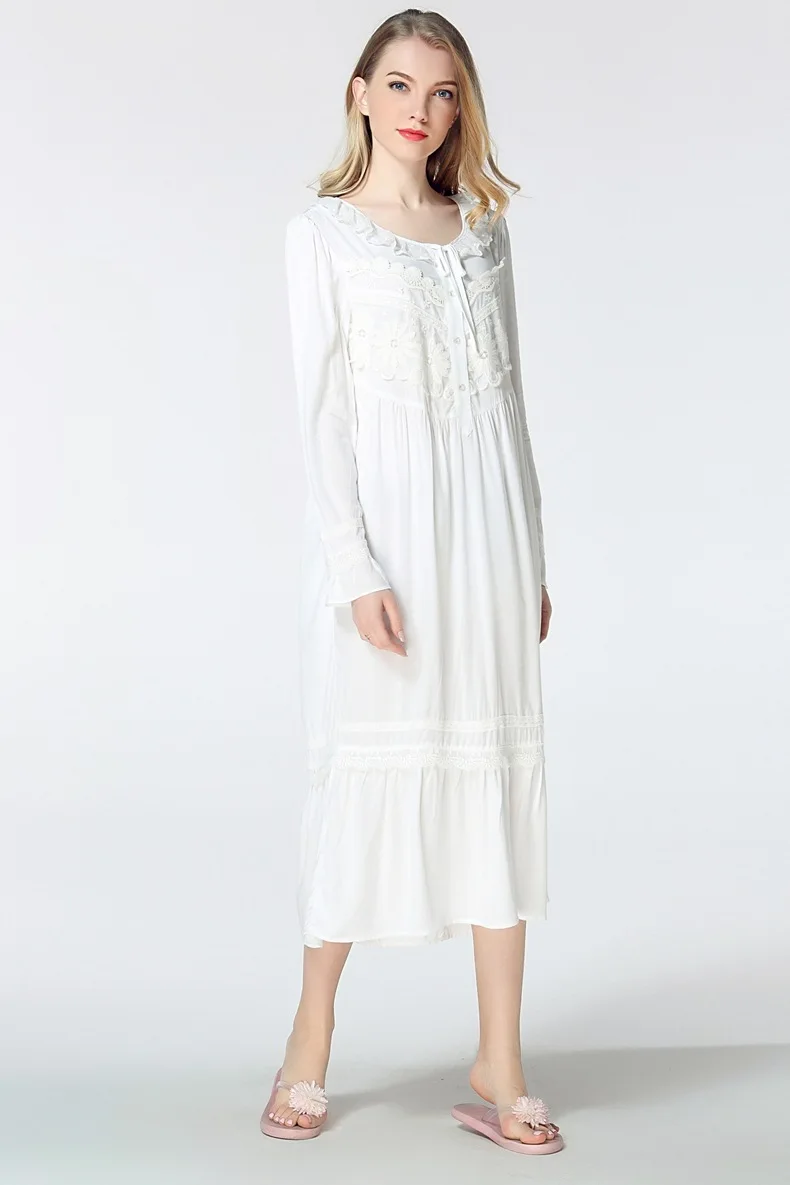 Waliicorners Lace Ruffer princess Silkly sweet Vintage Nightgown Sleepwear female Autumn Summer Lounge Sleepwear pijama gecelik wj2054 17 4472337917_718416062