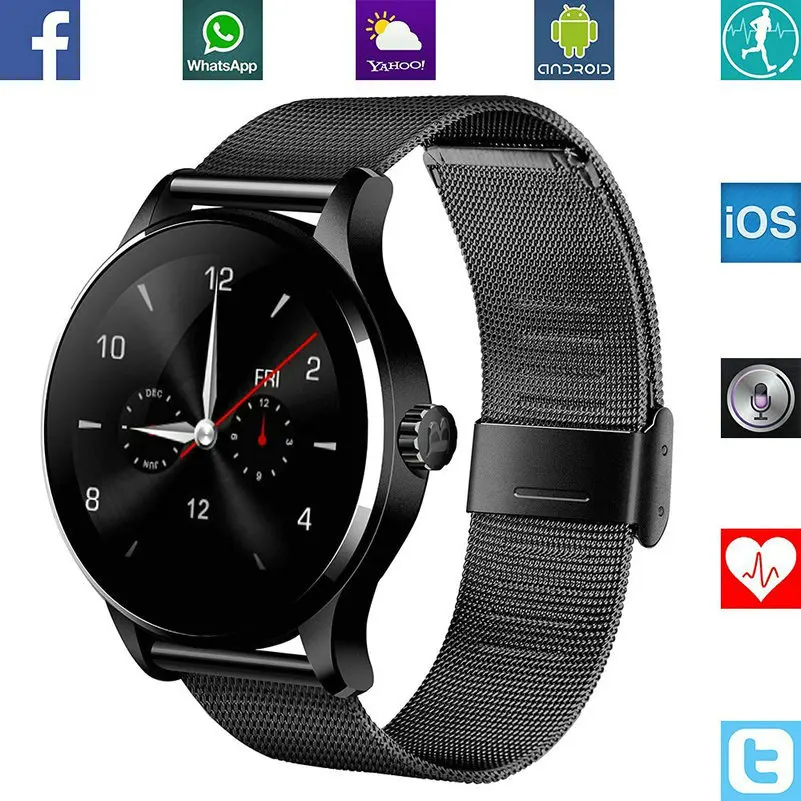 

Hot sale! Round Smart Watch Heart Rate Monitor Wristwatch with Remote Camera Clock Bluetooth Android IOS Phone for s4 s7 6s