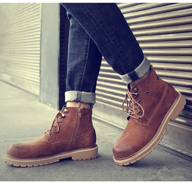 Men's Boots Lace-up Desert Boot Ankle Black Men Boots Genuine Leather Men Shoes Genuine Leather Winter Shoes Mens Fashion Boot   (4)