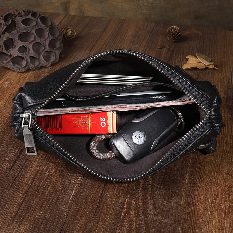 AETOO Original hand-made vintage genuine leather long Clutch leather soft handbag clutch large-capacity youth hand strap