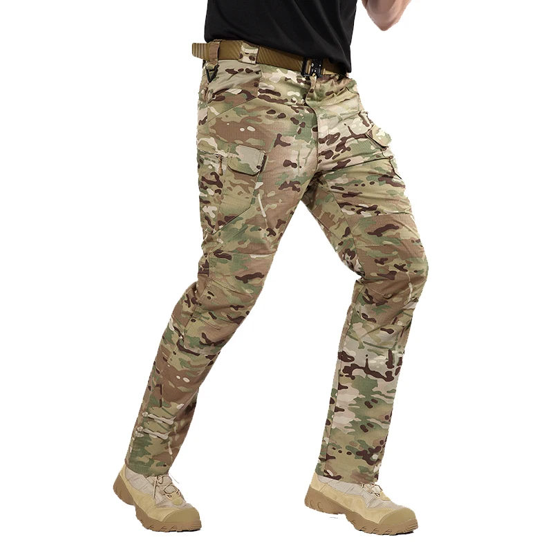 

Waterproof Hiking Pants Plaid Camo Trousers Men Outdoor Tactical Pants Multi Pockets Hunting Pants Plus Size Camping Trousers