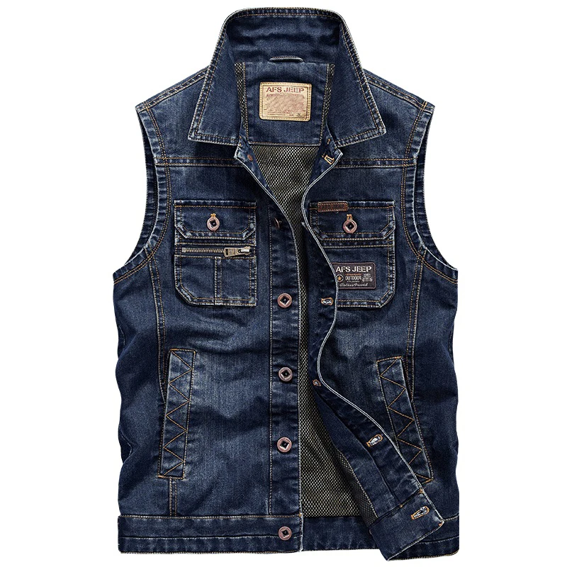 

Plus size JEEP denim vest men brand jeans sleeveless jacket men Spring Autumn waistcoat men gilet homme classical