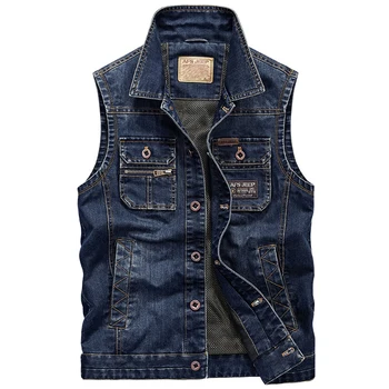 

Plus size JEEP denim vest men brand jeans sleeveless jacket men Spring Autumn waistcoat men gilet homme classical