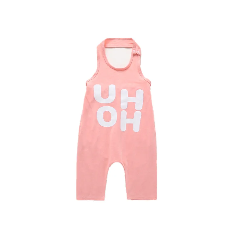 

New Arrival Summer US Toddler Baby Boy Girl UHOH Sleeveless Romper Jumpsuit Bodysuit Outfits Three Colour Gray Pink Blue 1-8Y