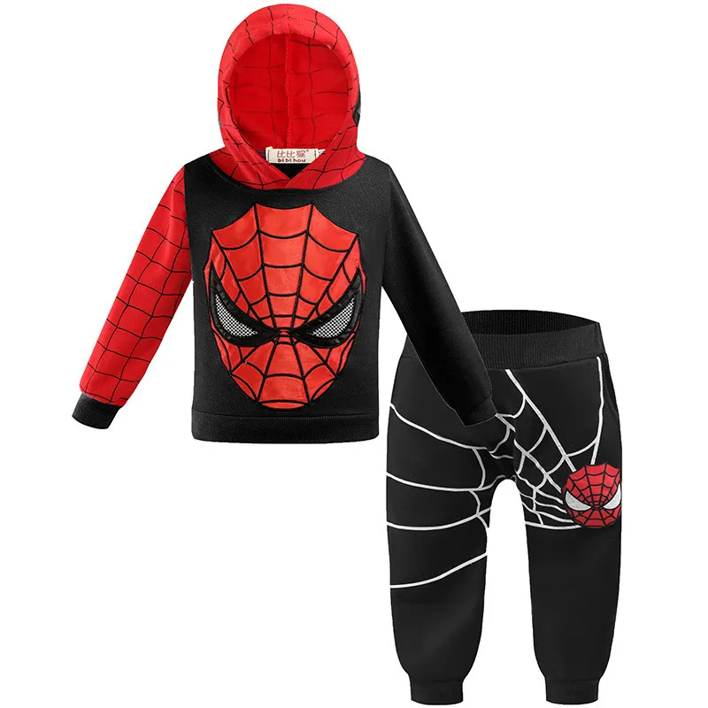 Новые для маленьких мальчиков спортивный костюм с Человеком-пауком комплект из 2 элементов спортивные костюмы детская одежда комплект Детские костюмы для косплея Повседневная одежда куртка+штаны