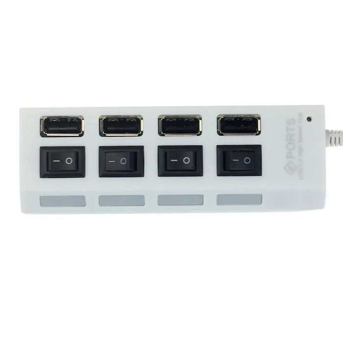 

Switch LED Hub USB 2.0 4 Port Power On/Off Switch LED Hub for PC Laptop Notebook WH Hub #5$