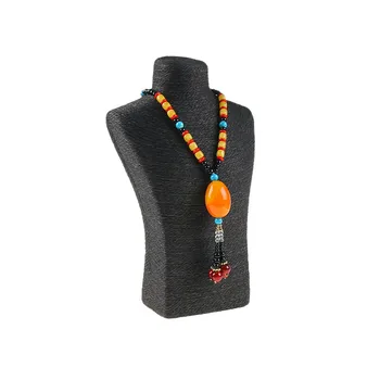 

29*18cm Hemp Rope PVC Portrait Necklace Display Stand Holder jewellry Mannequin Bust Neck Jewelry Display Stand Black Color