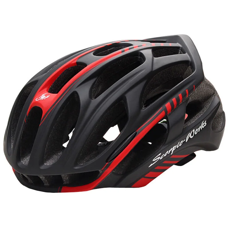 Велосипедный шлем цельно-Формованный велосипедный шлем для спорта на открытом воздухе дорожный горный MTB велосипедный шлем с светодиодный сигнальными огнями - Цвет: Black Red