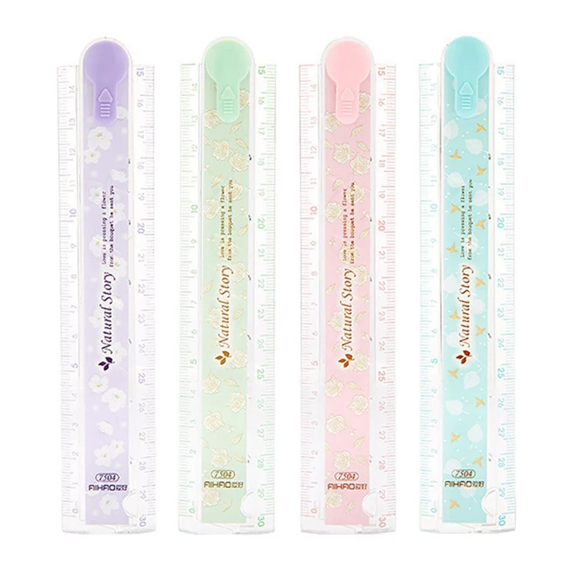 

2018 New 30cm Natural Story Folding Plastic Ruler Drawing Templates Stationery School Supplies For Students Ruler