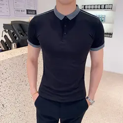 Мода 2019 Летняя мужская рубашка поло высокого качества тонкая рубашка поло мужская с коротким рукавом Повседневная универсальная Поло для