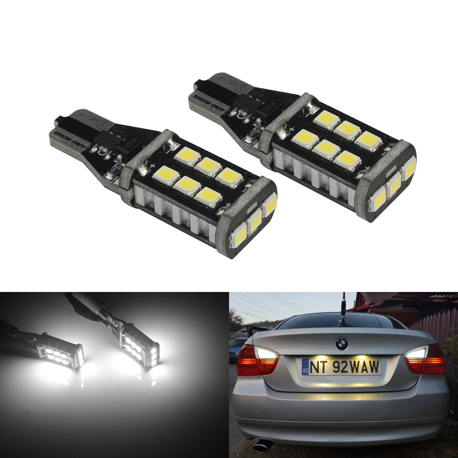 ANGRONG 1 Пара T15 W16W Canbus 921 светодиодные задние парковочные лампочки белого цвета без