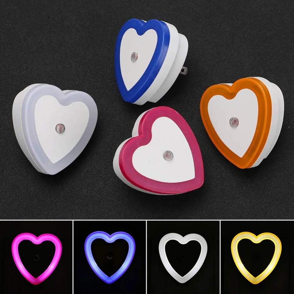 

Light Sensor Control Night Light Mini EU US Plug Novelty Square Bedroom lamp For Baby Gift Romantic Colorful Lights Heart shape