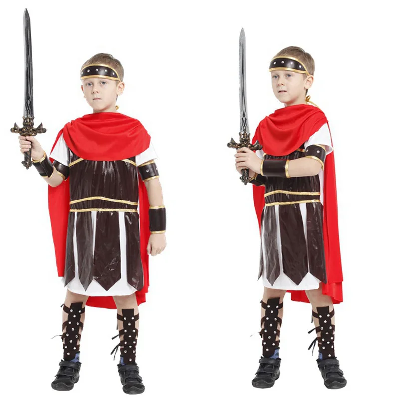 

Ancient Roman Warrior Soldier Costume for Kids Boys Halloween Christmas New Year Carnival Fancy Dress Children Cosplay Clothes