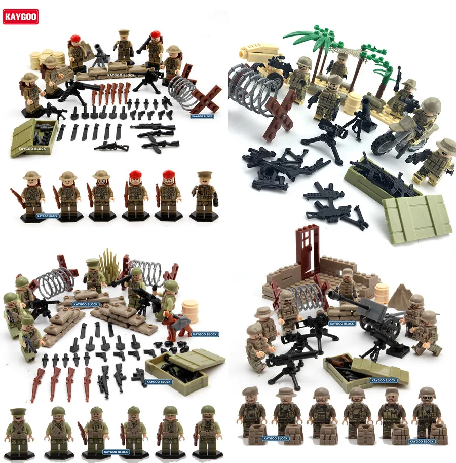 

2018 6pcs Military Swat Police Gun Weapons Pack Army soldiers Armed Forces SWAT Figures Building Blocks Children Toys Gift